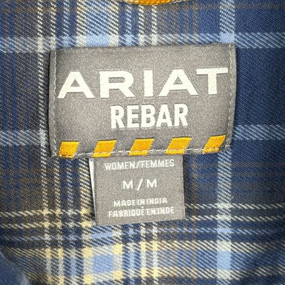 Ariat Rebar Women's Blue White Plaid Button Down Work Shirt Size Medium M - Picture 5 of 8